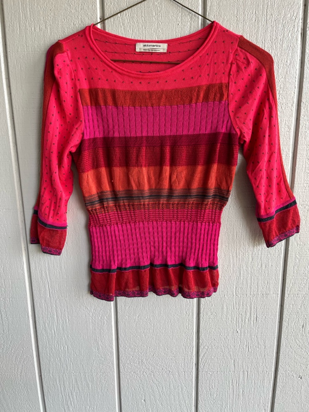 Aldomartins Vintage Knit Top Striped Pink and Red